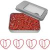 Heart Paper Clips with Metal Paper Clips Holder, Cute Love Heart Paperclips, Wedding Invitation Accessories (Red,50 PCS)