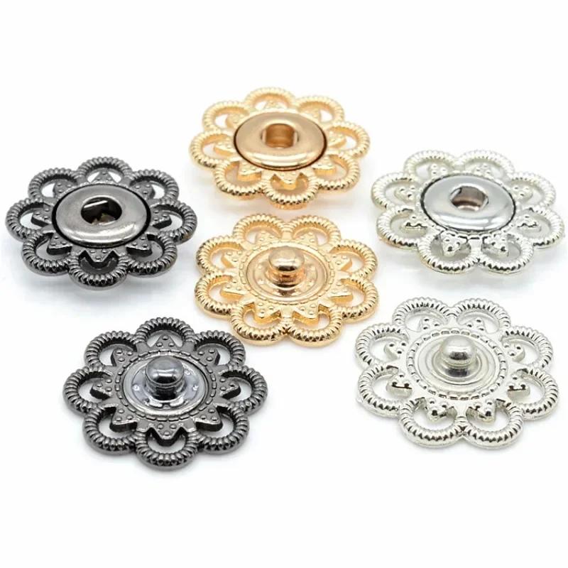 9 Sets Vintage Metalen Bloem Drukknopen Naaien op Drukknopen Sluitingen voor DIY Ambacht Jeans Jas Naaien