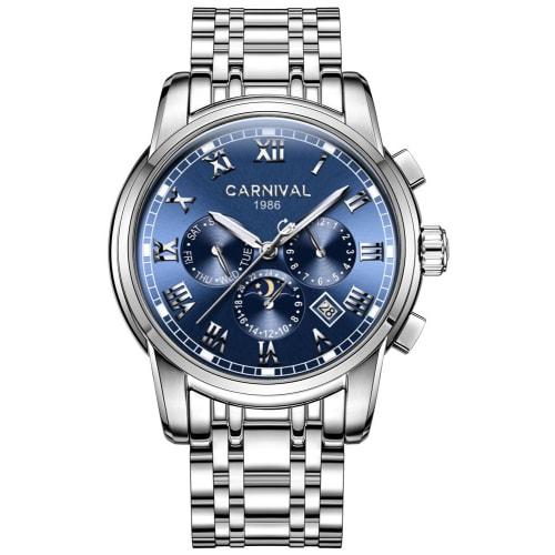 

TEINTOP Carnival Men s Automatic Watch with Luminous Display and 24-Hour Calendar, Blue