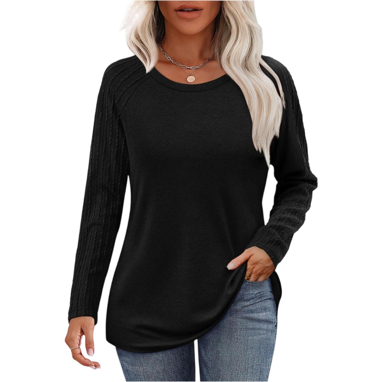 

Women s Solid-color Fashionable Long-sleeved Top L