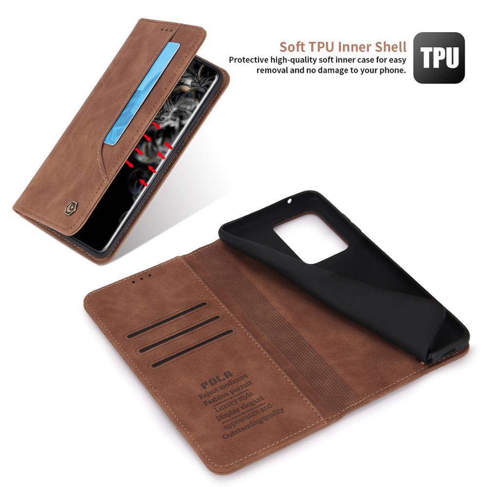 Leather Phone Case For Samsung Galaxy S25 S24 Ultra S23 S22 S21 S20 FE S10 Plus Note 20 10 9 5G Magnetic Flip Wallet Phone Cover