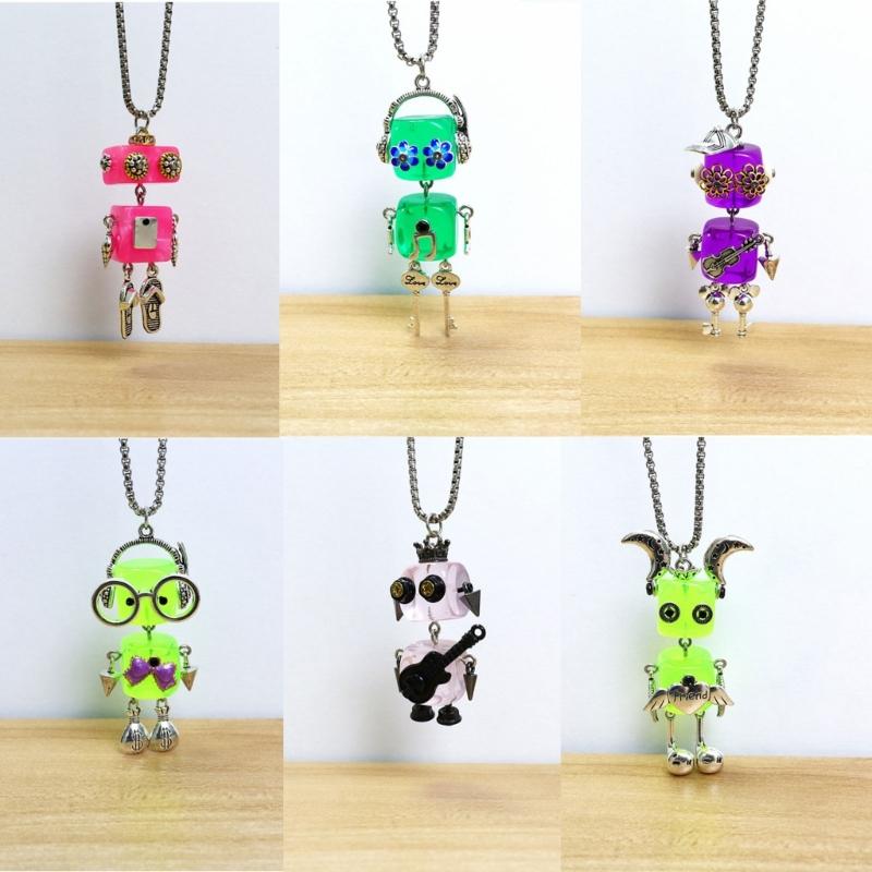 Unique Mini Robot Neckchains Muti-functionl Robot Pendant Necklace Vintage Movable Neck Jewelry for Daily Wear Dates