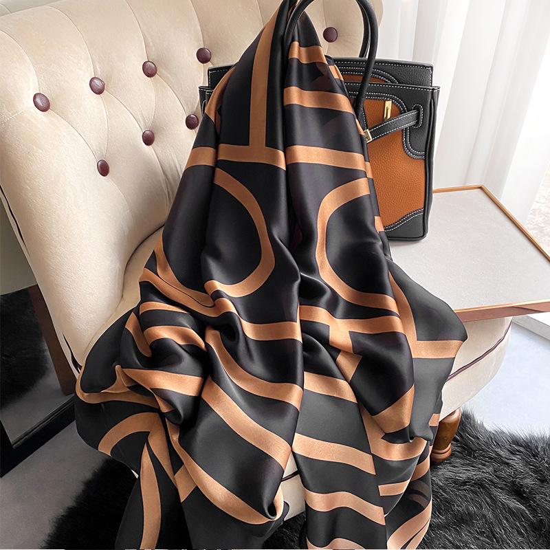High-quality Luxurious Silk Scarves Headband Scarfs Neck Scarf For Women Chain Silk Scarf Women's Decorative Shawl