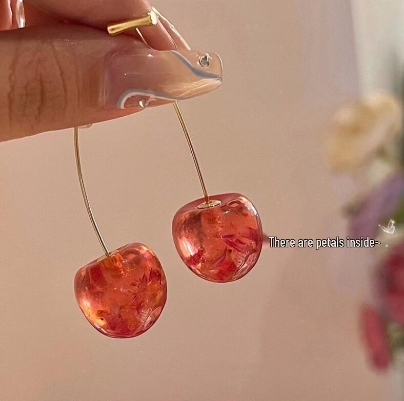 Orecchini Ciliegia Affascinanti e Vivaci - Design Ciliegia Essiccata, Stile Lungo Trendy ed Elegante