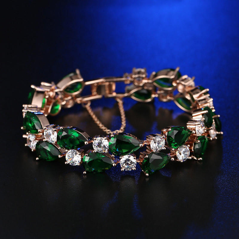 Женский браслет-манжета со стразами в форме слезы, аксессуары для вечеринки 17cm зелёный