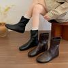 Fashion Boots Women's Autumn and Winter New Round Head Fashion Versatile Medium Boots Slimming Martin Boots with Skirt