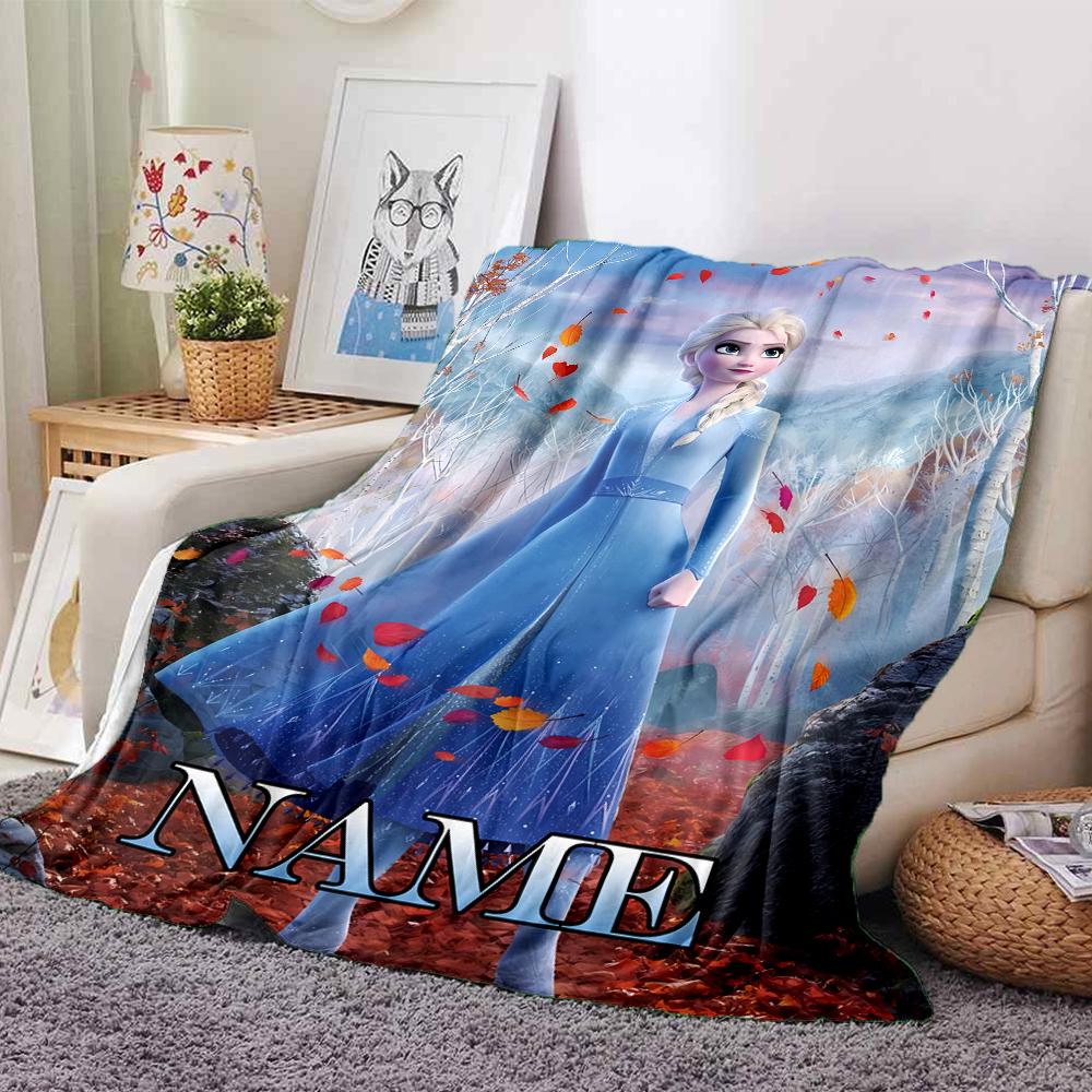 Customiz Name Personality Elsa Frozen Blanket Soft &Warm Sofa Office Bed Travel Lunch Break Blanket, Gift Suitable All Seasons