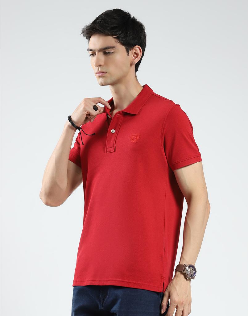 MONTE CARLO Men's Regular Fit Polo T-Shirt for Men's Red (Pack Of 1)