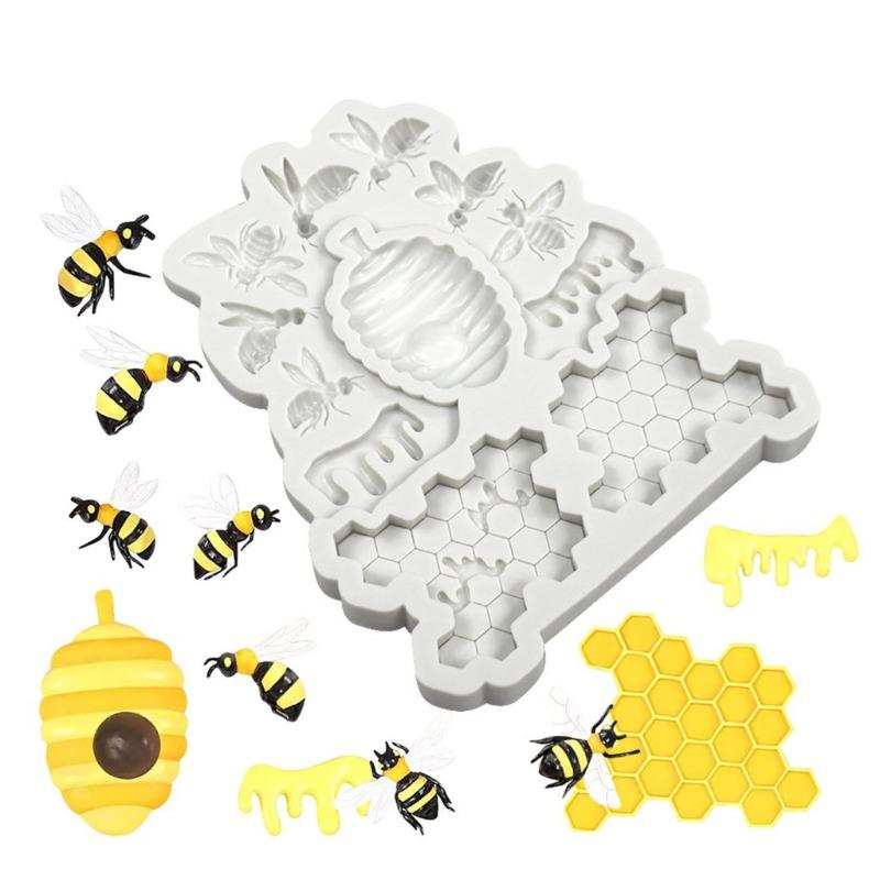 Bee Honeycomb Silicone Mold for Resin Soap Candle Making Non-Stick Flexible Mold for Baking Chocolate Dessert Decoration