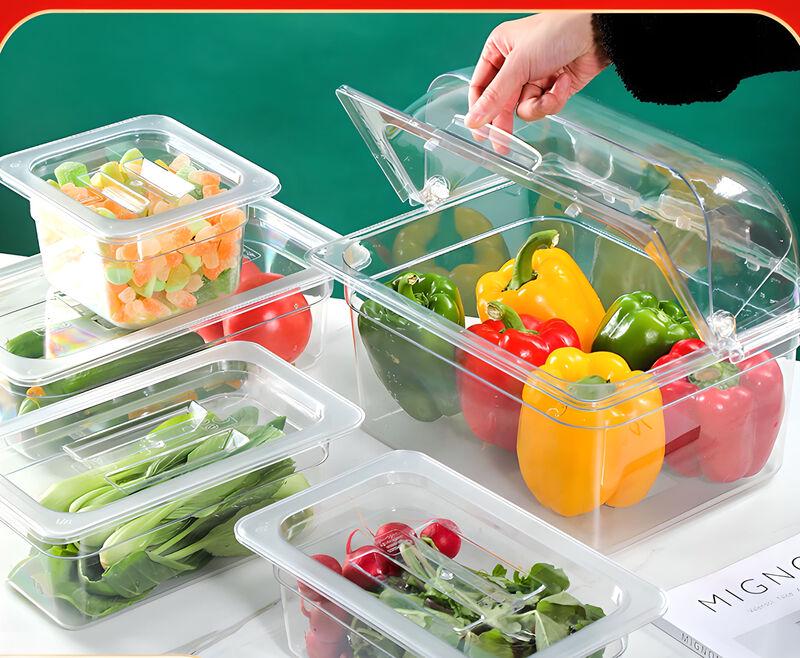 Commercial Rectangular Acrylic Serving Tray with Flat Lid (53x32.5x10cm)