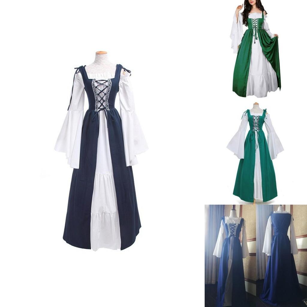 Stunning Women's Floor Length Renaissance Medieval Gown Featuring Off Shoulder Design And Elastic Waist