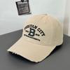 Fashion Hat Korean version of the new B large letter embroidered baseball cap, ripped hat edge design, cap, men's and women's sun protection visor