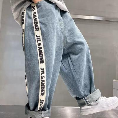 Çocuklar İçin Büyük Beden Kot Pantolonlar Pantolon Erkek Çocuk Pantolonları Çocuk Giyim Erkek Çocuk Bol Yazlık Giysiler Genç Kot Pantolon
