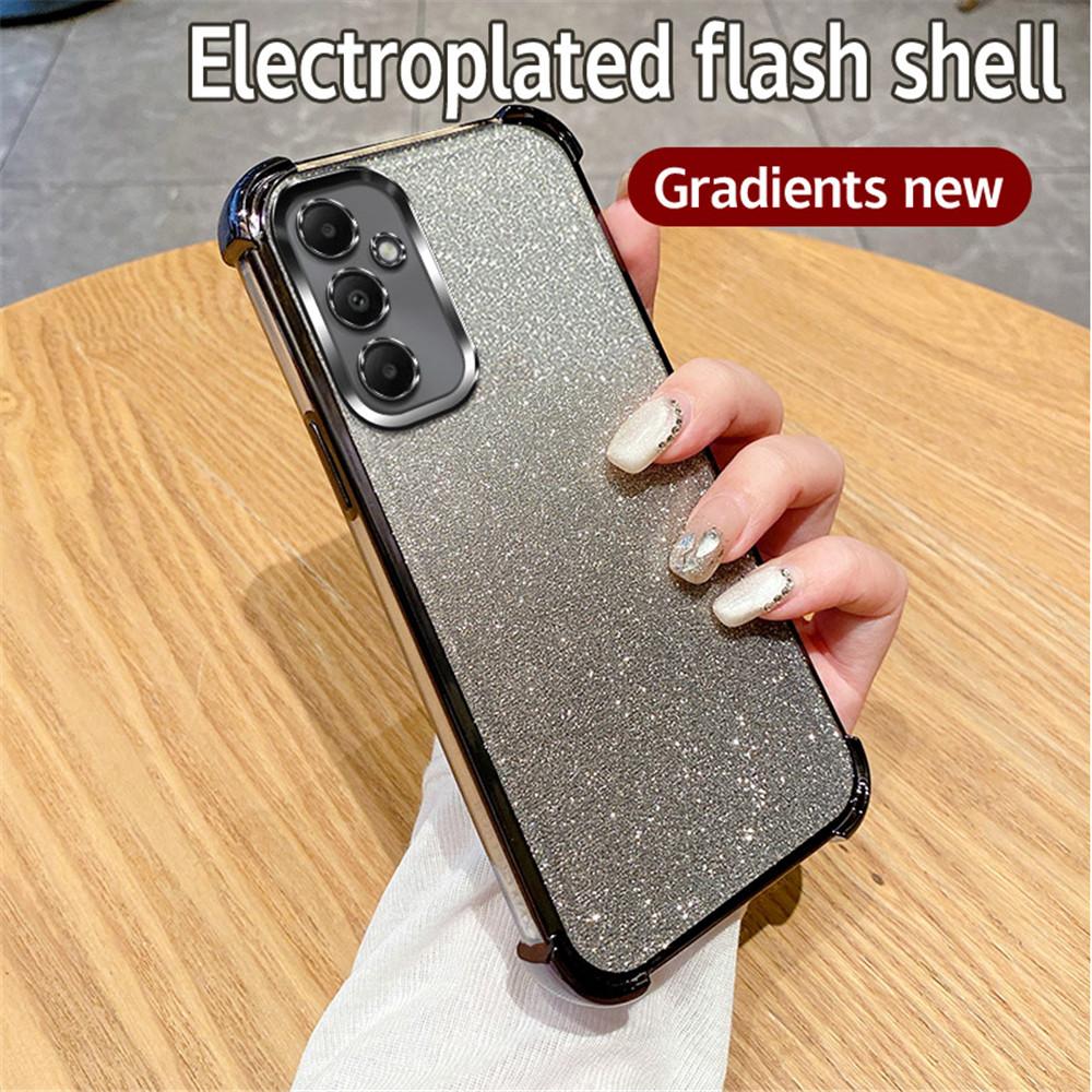Gradient Glitter Plating Clear Phone Case For Samsung Galaxy A05 A05S A02 A03 A04 A04E A03 Core Shockproof Bumper Silicone Cover