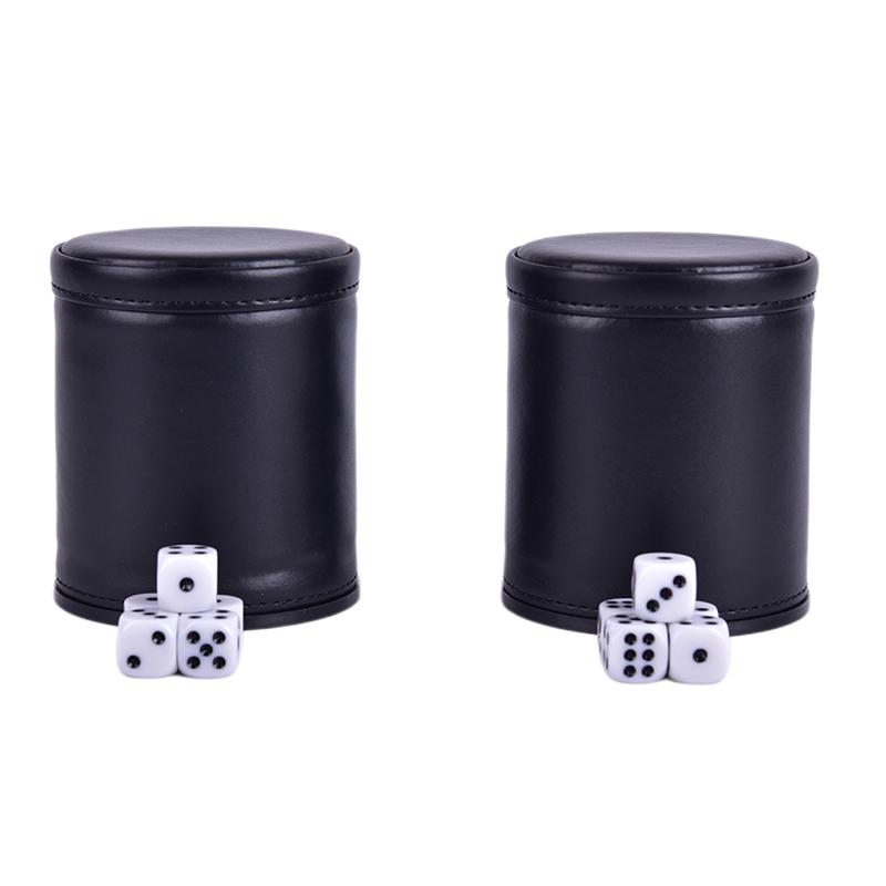1Pc High Quality Pu Leather Flannel Mute Dice Cup Of Game Supplies With 5 Dices
