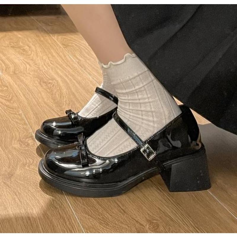Women Loafers Retro Brown Mary Jane Shoes Women Thick Heels Ankle Buckle Lolita Shoes Woman Uniform Pu Leather Pumps Shoe