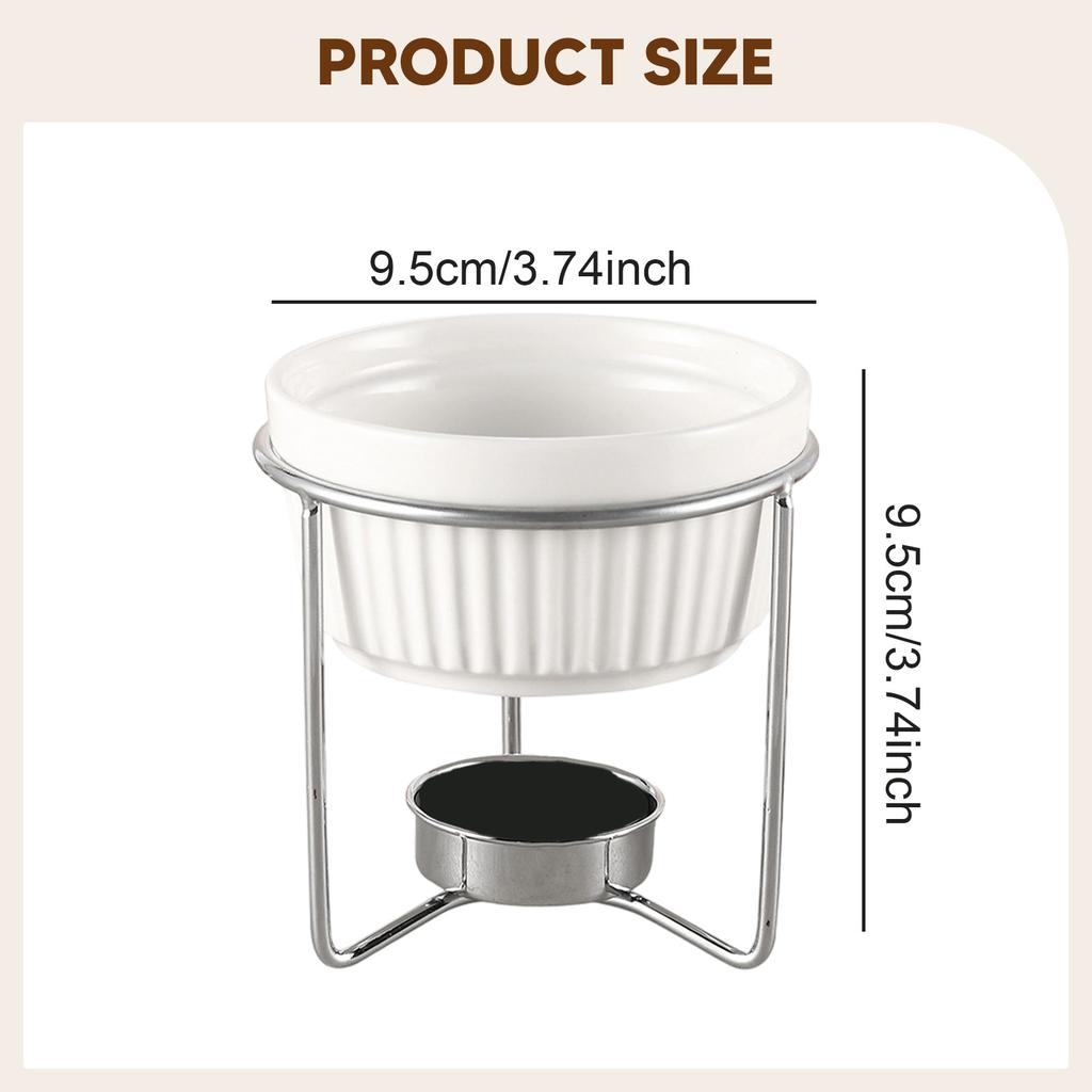 Ceramic Butter Warmer Bowl Chocolate Melting Pot Fondue Pot for Household Kitchen Candy Dessert Snack Cheese - Kitchen Gadget