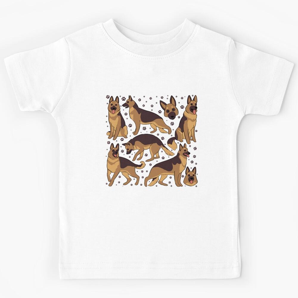 German Shepherd illustration - cute cartoon German Shepherd pattern Kids T-Shirt 120