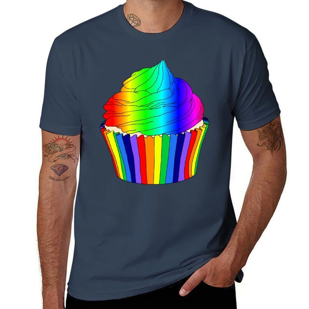 Helles Rainbow Ombre Cupcake T-Shirt Work Outdoor Kurzarm-T-Shirt