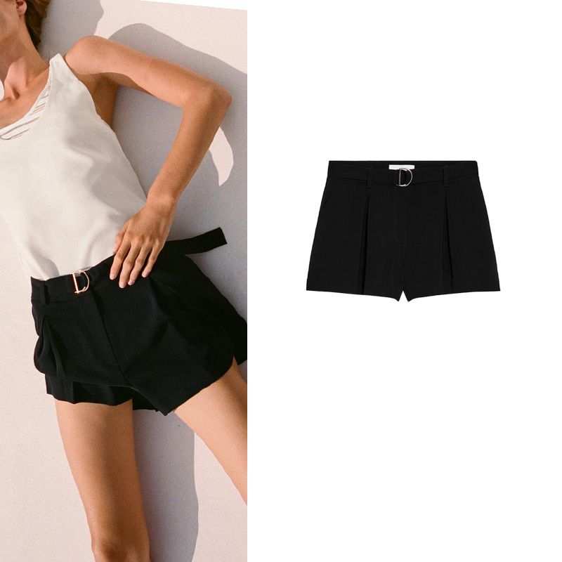 Spring and Summer New Women's Clothing French Commute Style with Belt Pleated High Waist A- Line Casual Shorts 9929027