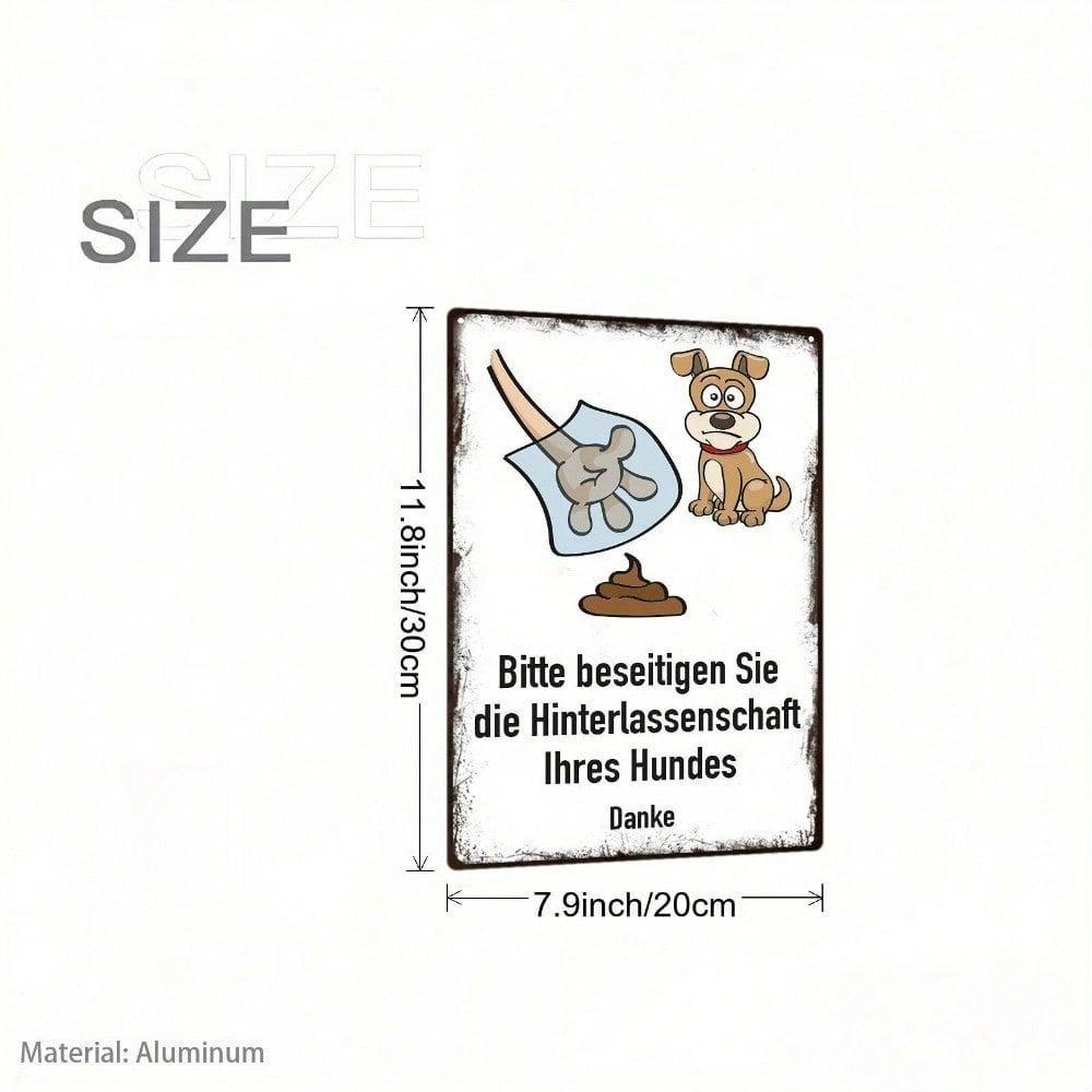 1pc German Pet Waste Reminder Sign Durable Aluminum Outdoor Wall Plaque Clean Up After Dog