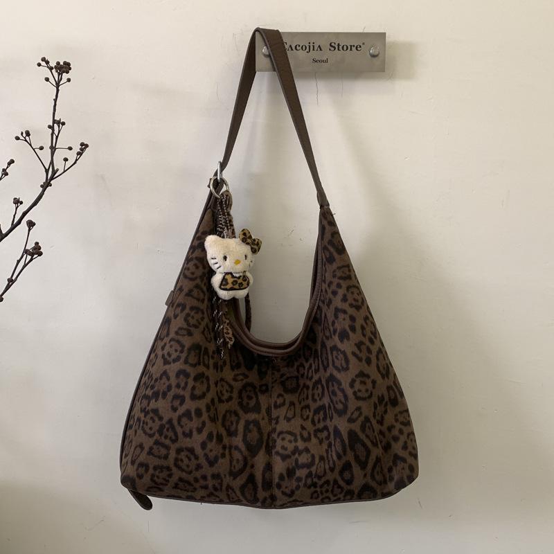 Mode Leopardenmuster Tragetasche Herbst neu große Kapazität personalisierte Schultertasche lässige Pendler Eimertasche
