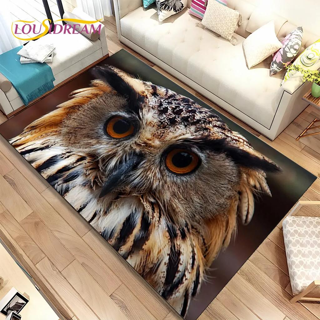 Schattige Uil 3D Cartoon Vloerkleed, Tapijt voor Huis Woonkamer Kinderkamer Bank Deurmat Decoratie, Kinderspeel Niet-slip Vloermat