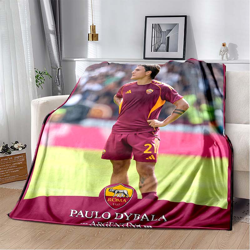 AS Roma Logo Lupacchiotta Scudo Stampa Verticale Bordeaux Oro Coperta Morbida in Flanella Calda Coperta Decorativa per Divano Letto Per i Tifosi di Calcio