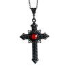 Collana Ciondolo Croce Grande Nera Cristalli Rossi Intarsio Stile Celtico Vittoriano per Uomini Donne Gotico Punk Gioielli per Festa di Halloween