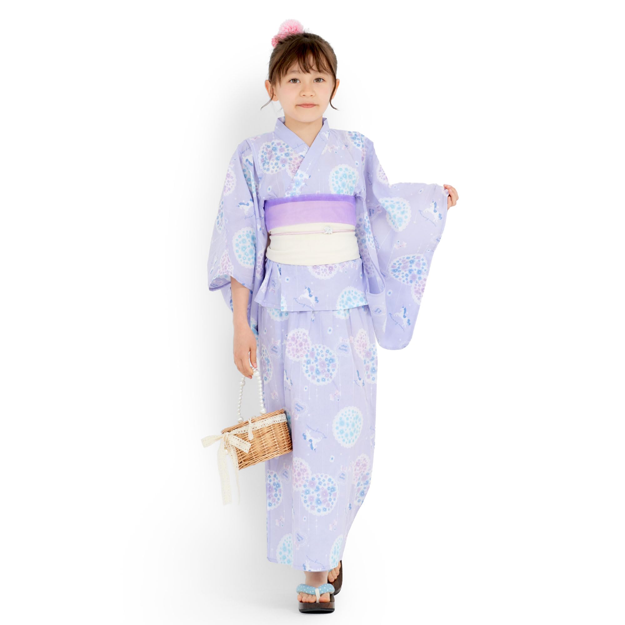 

раздельный комплект юката для девочек, включает юката и 2 пояса хэко оби, 10 6 размеров [НИШИОРИ], платье 2-в-1, 4 предмета для детей, платье, майка, пояса, узоры,