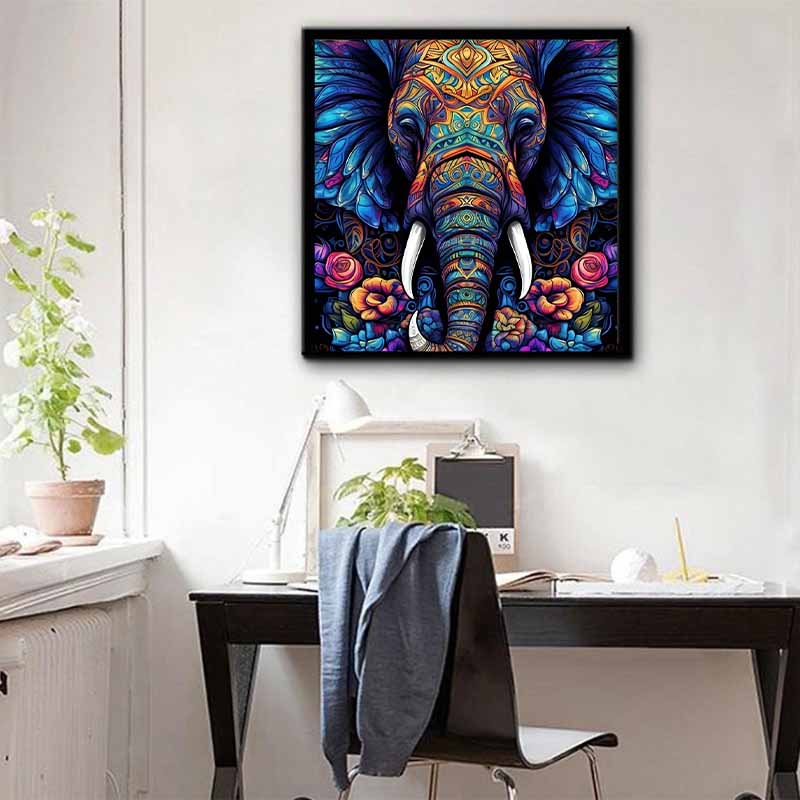 New Arrival 5D DIY Full Circle Diamond Painting "Colorful Elephant" Embroidery Cross Stitch Home Decor Gift