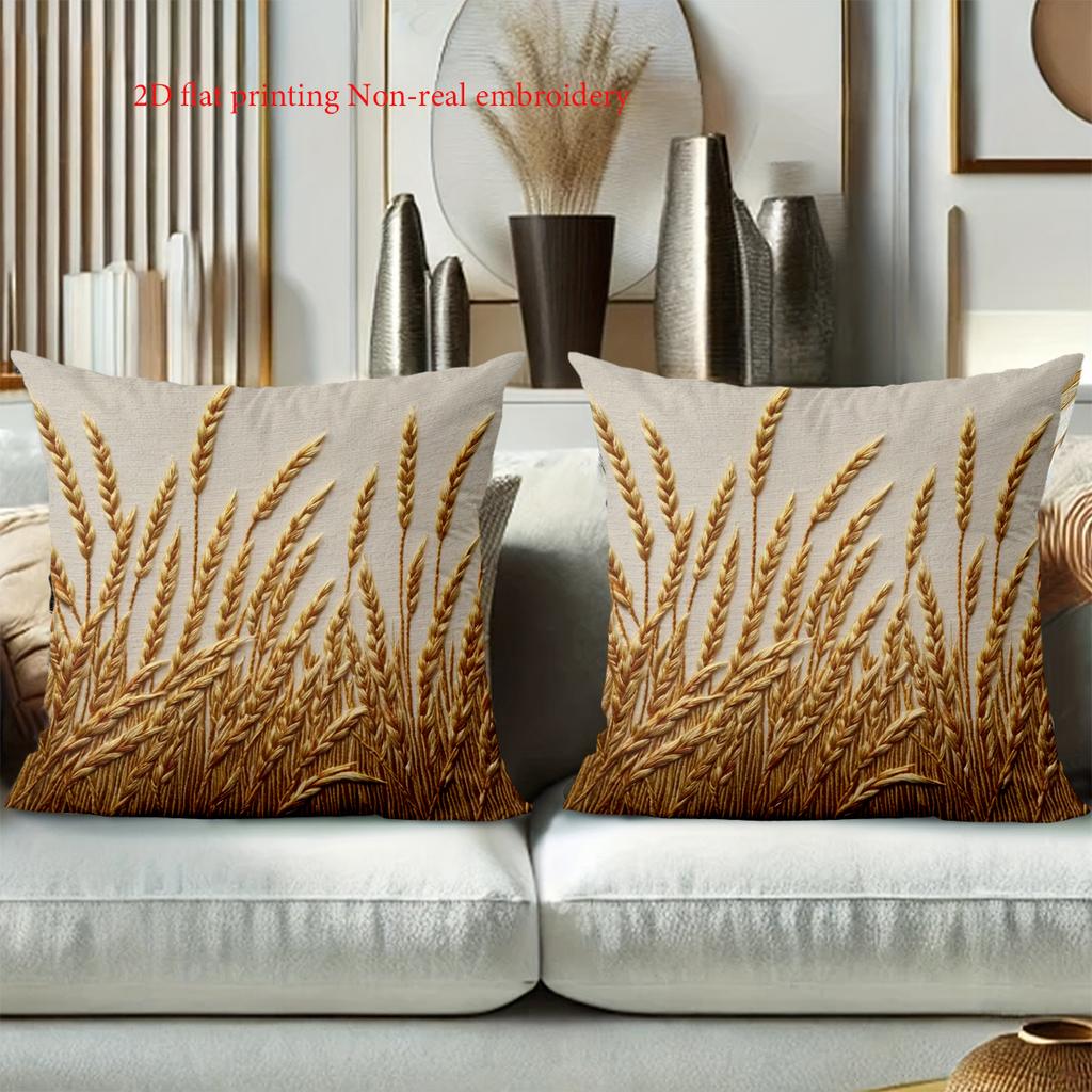 1 pillowcase 2D flat printing Wheat Ear Pattern 2D Printed Cushion Covers Polyester pillowcase sofa decorative cushion cover