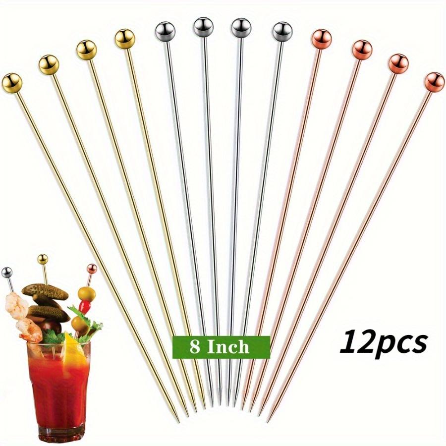 

12 шт./компл., 8-дюймовая этикетка для коктейля, многоразовая этикетка для коктейля из нержавеющей стали, набор зубочисток, подарочная металлическая этикетка для кебаба, закусок 12pcs