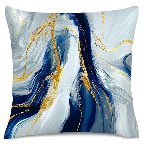 Home Decor Blue Gold Abstract Marbling Pillow Covers Pattern Cushion Cover Suitable For Sofa Bedroom Car Pillow Cover