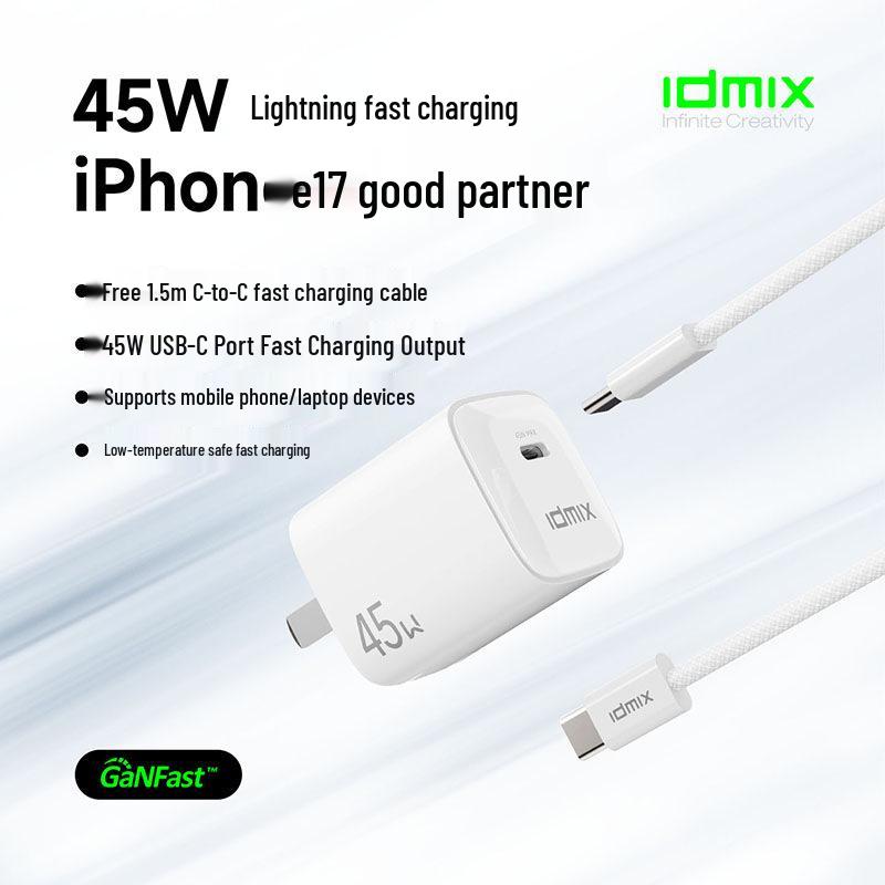 

Idmix Gallium Nitride PD45W Fast Charger for iPhone 16/17 Pro