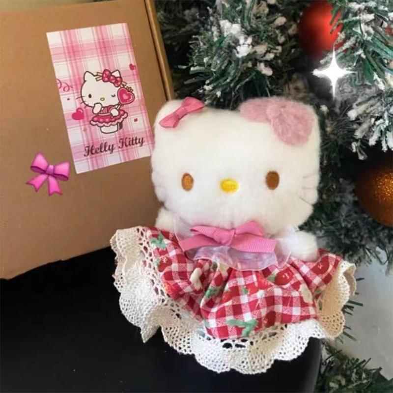 Cute Sanrio Hello Kitty Keychain Kawaii Cartoon Schoolbag Pendant Decoration  Plush Doll Toy Holiday Gifts
