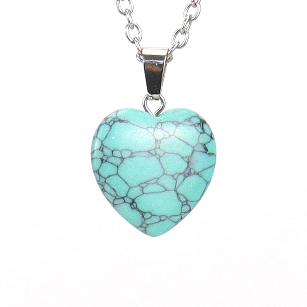 Natural Stone Crystal Cut 2Cm Love Shape Rough Stone Peach Heart Pendant Jade Necklace N632