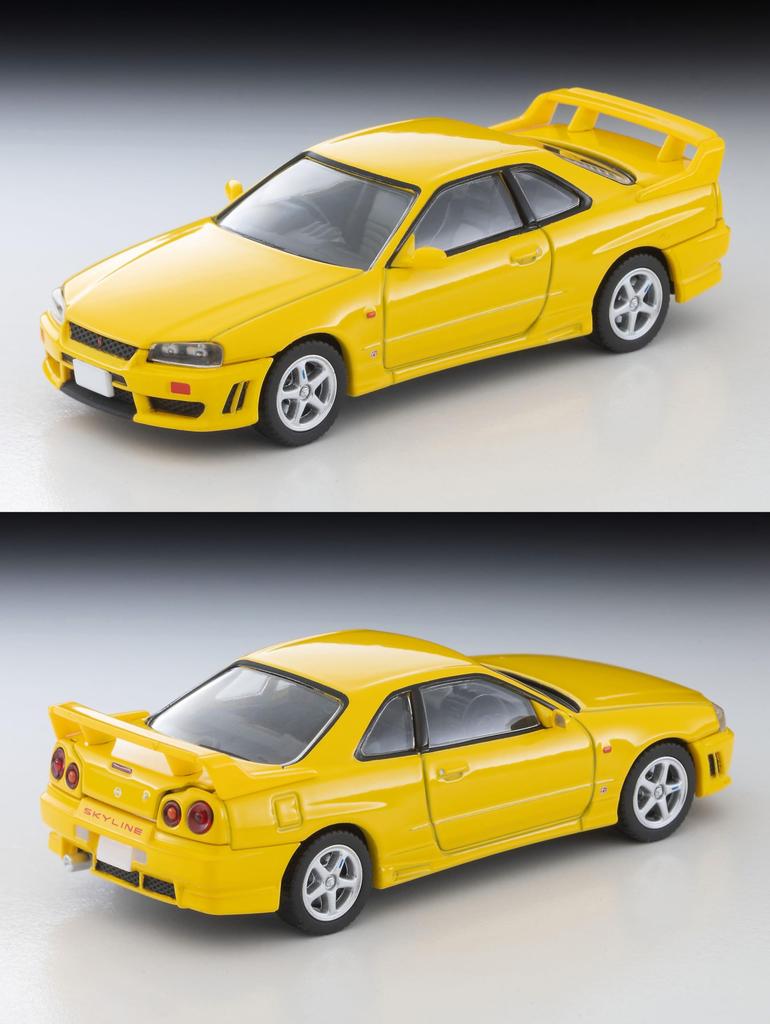 TOMYTEC Tomica Limited Vintage Neo Nissan Skyline Sports Coupe 25GT TURBO with Optional 1998 Finished Product 1/64 LV-N365a 2-Door Parts, Yellow,