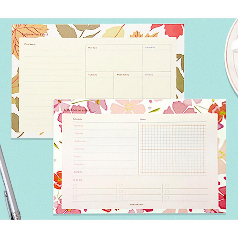 Buy Domikee Cute Kawaii School Flower Desk Weekly Planner Notes Pad Set ...