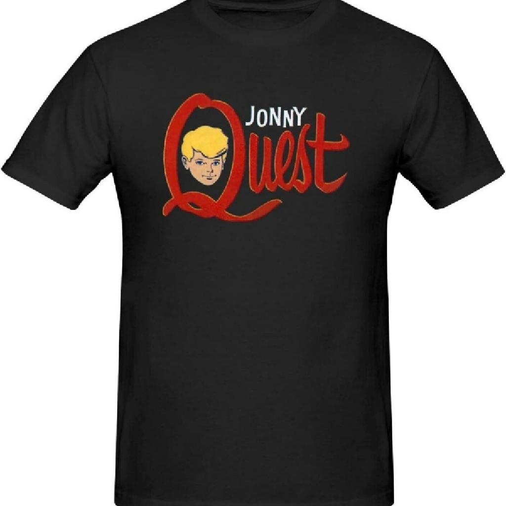 Jonny Music und Quest Modische und Bequeme Herren Kurzarm T-Shirts Rundhals T-Shirts Schwarz