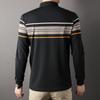 Autumn New Men's Polo Shirt, Young and Middle-aged Fashionable Casual Striped Long-sleeved T-shirt Loose Bottoming Shirt for Men
