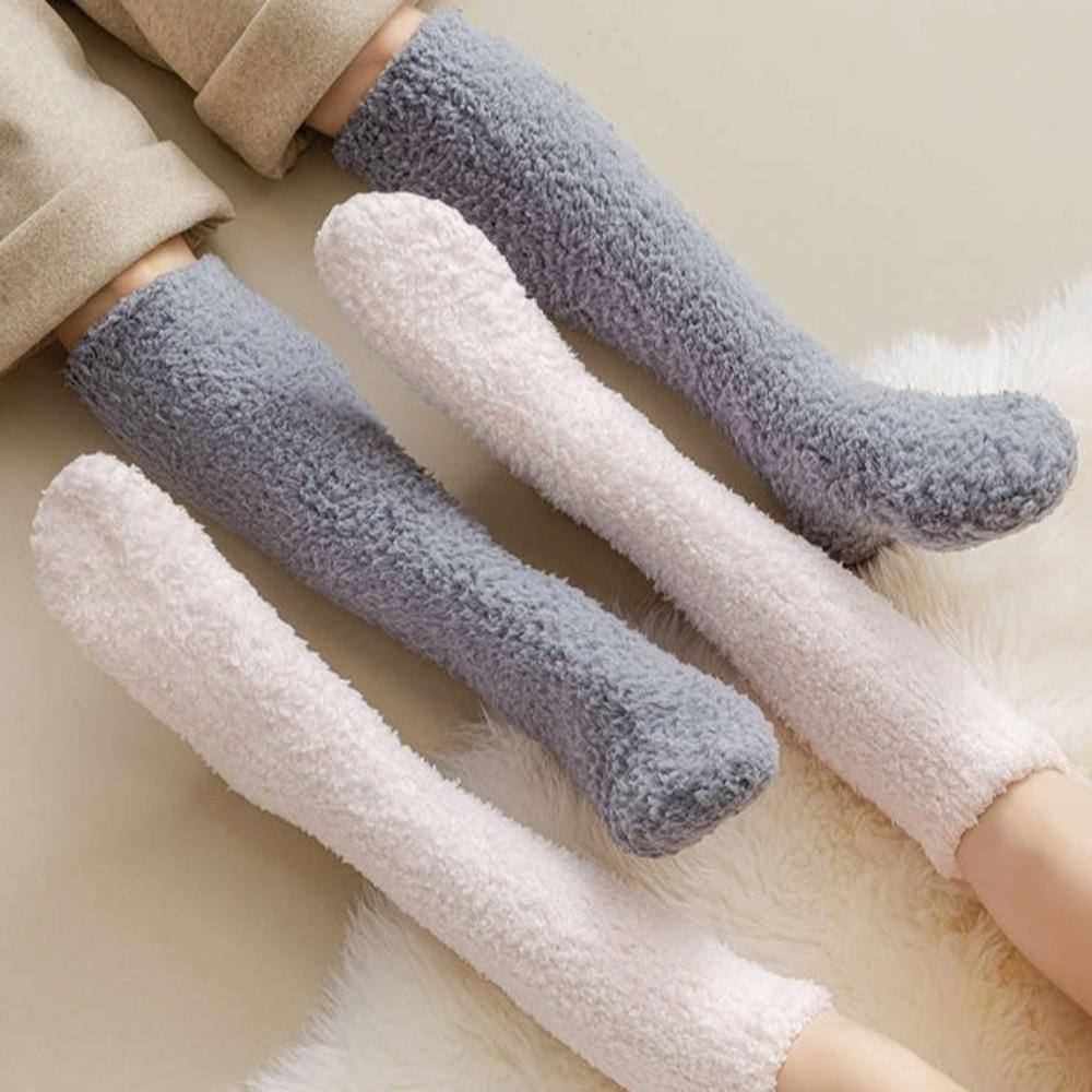 Warm Thigh-high Stockings Coral Fleece Coral Fleece Socks New Knee High Socks for Women and Men