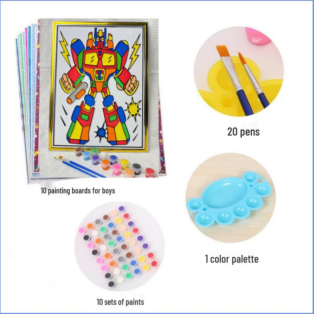 DIY 3D Embossed Graffiti Painting Set for Kids with Folding Easel