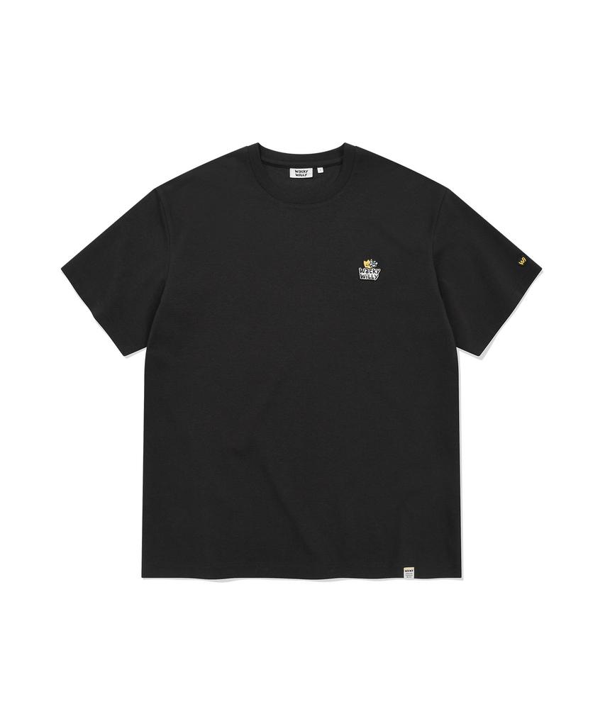 WACKY WILLY Double Kiki Wappen Short Sleeve T-Shirt Black