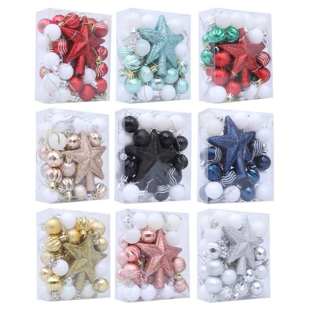 36pcs Glitter Christmas Baubles Plastic Christmas Tree Topper Xmas Tree Hanging Ball  Holiday Party
