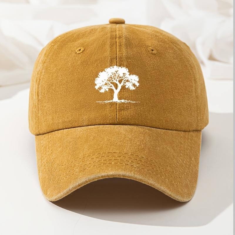 Big Tree Print Baseball Cap Retro Washed Casual Cap Baseball Cap Old Style High Quality Hip Hop Hat Adjustable