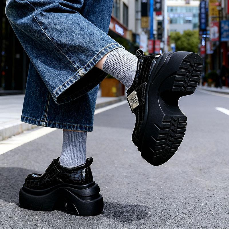 Thick-soled Muffin Women's Autumn New Small Inner Height Increase Velcro Casual Shoes