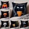 Fashion Cute Lovely Funny Black Cats Cushion Cover Throw Pillow Cover Hidden Button Durable Polyester Chair Cushion
