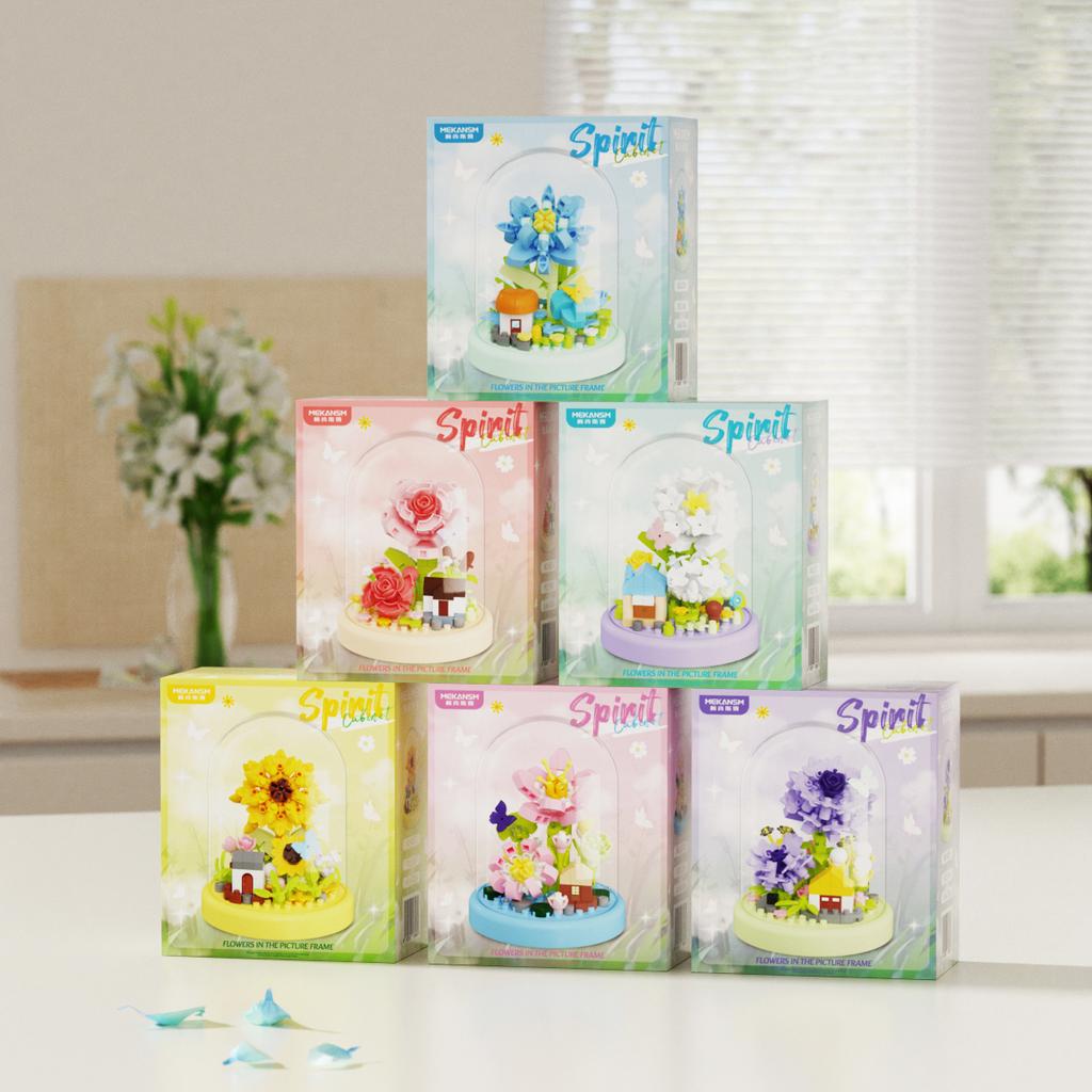 Bunte Mini-Blumen Haus Bausteine Mikro-Steine Pädagogisches Kinderspielzeug Geschenke für Weihnachten Neujahr Ornamente