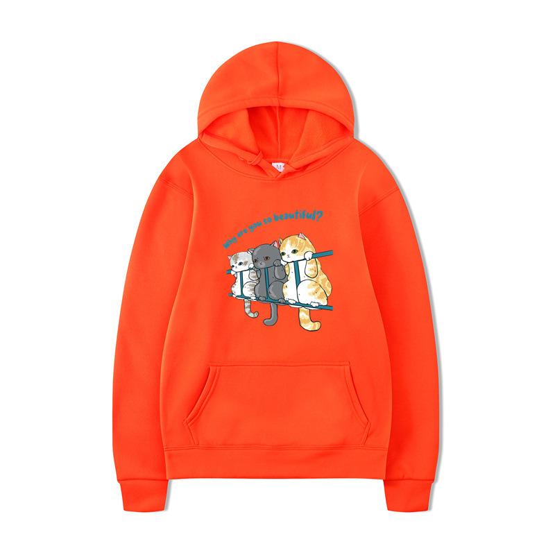 Kočka Pánská Móda Mikiny Pánské Dámské Mikiny s Kapucí Módní Hip Hop Pulovry Podzim Chlapci Dívky Černá Streetwear Mikina